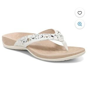 Vionic Womens Lucia White Snake Print Embellished Thong Sandals  7